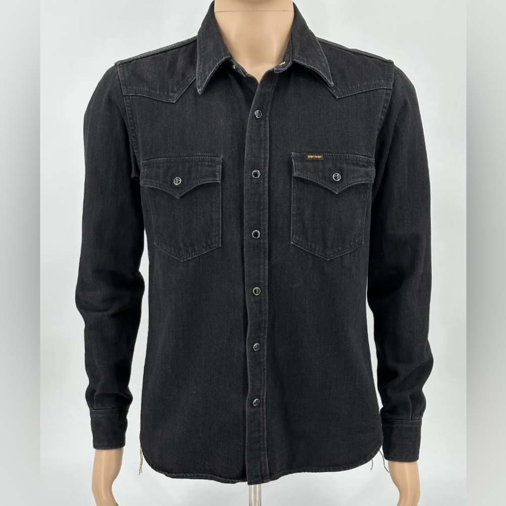Iron Heart  Selvedge denim shirt black size Large